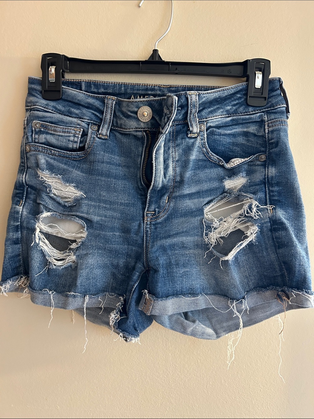 American Eagle Outfitters Distressed Blue Denim Cutoff Shorts